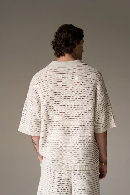 KNITTED POLO SHIRT LIGHT GREY