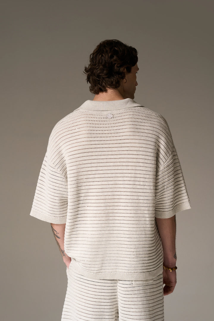 KNITTED POLO SHIRT LIGHT GREY