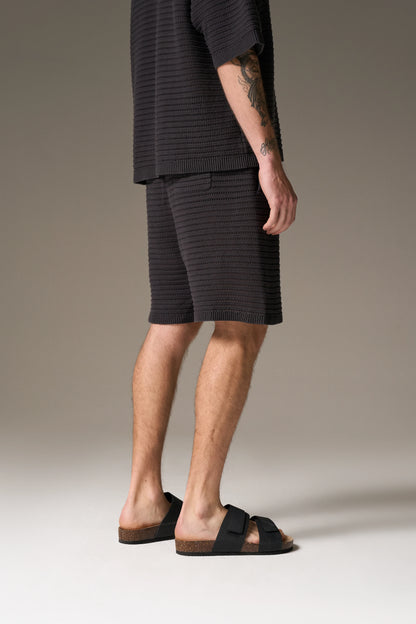 KNITTED SHORTS CHARCOAL
