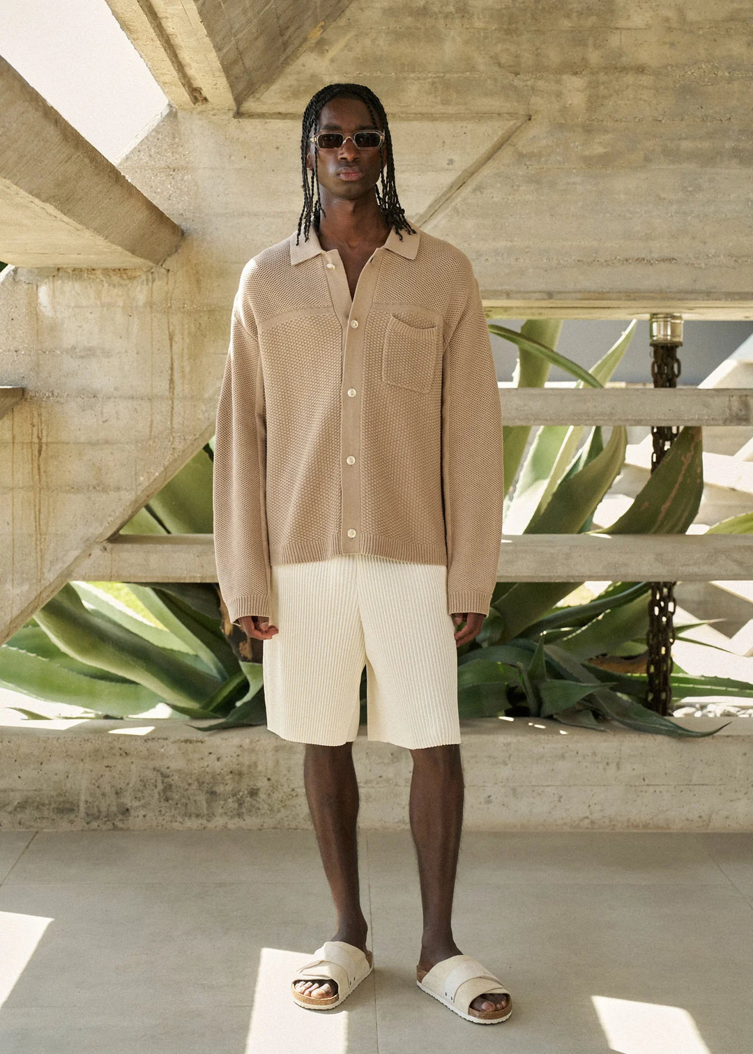 PLISSE SHORTS OFF WHITE