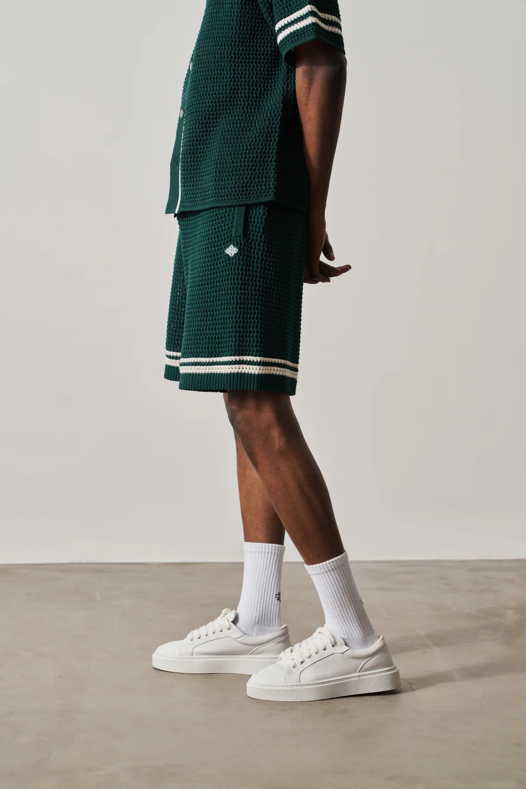 CROCHET KNITTED SHORTS FOREST GREEN