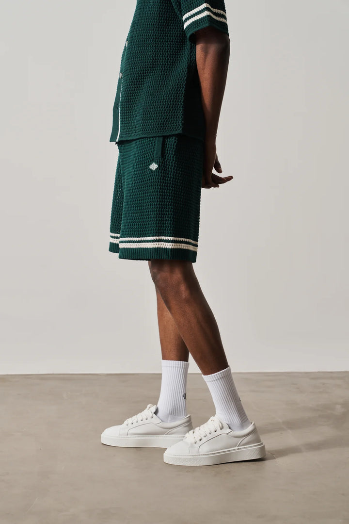 CROCHET KNITTED SHORTS FOREST GREEN