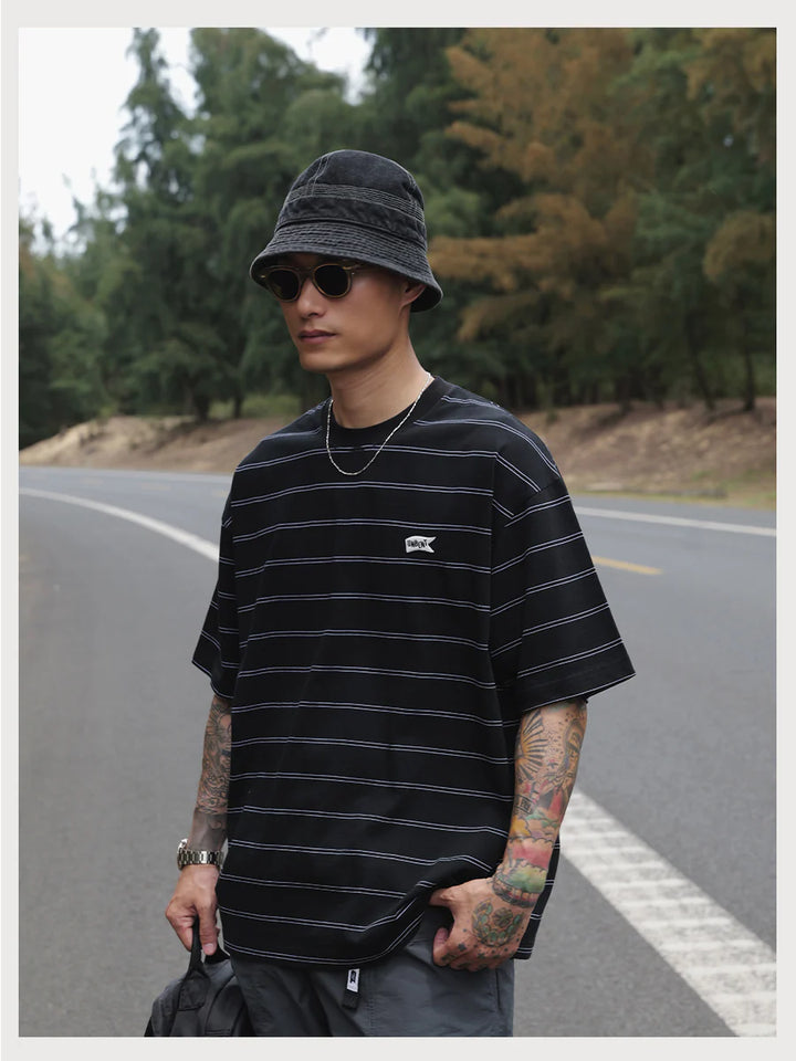 LOGO STRIPE TEE BLACK