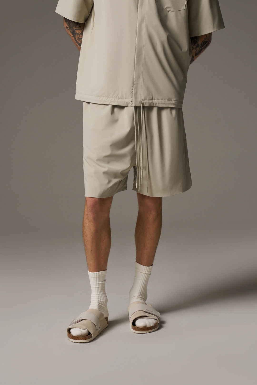 NYLON DRAWCORD SHORTS STONE