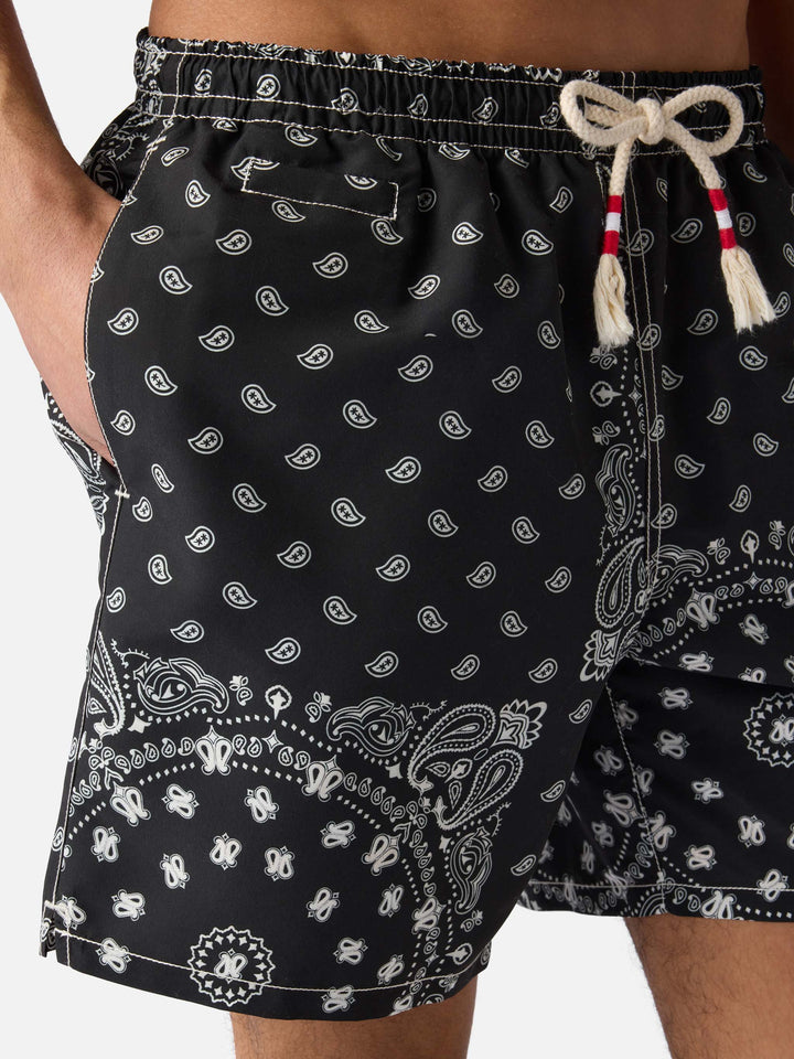MC2 CAPRESE SWIM SHORTS WITH BLACK BANDANA PRINT