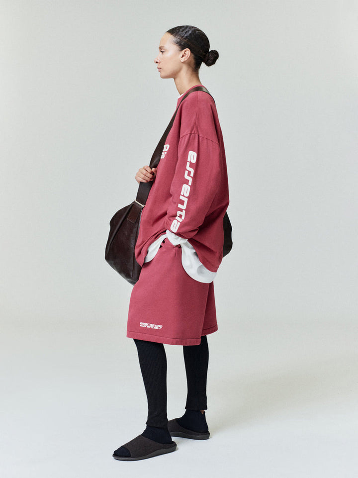 ESSENTIALS RELAXED SWEATSHORT CRIMSON