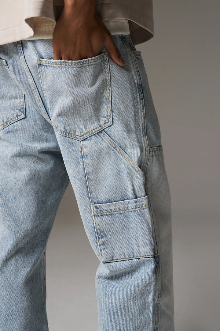 DENIM RIVET DETAIL CARPENTER JEANS