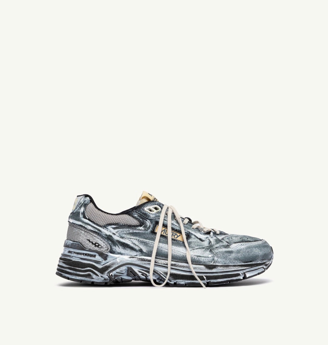 AUTRY SNEAKERS HYPERWAY SUPER VINTAGE SNEAKERS IN BLACK AND SILVER SUEDE HVLM - JB05