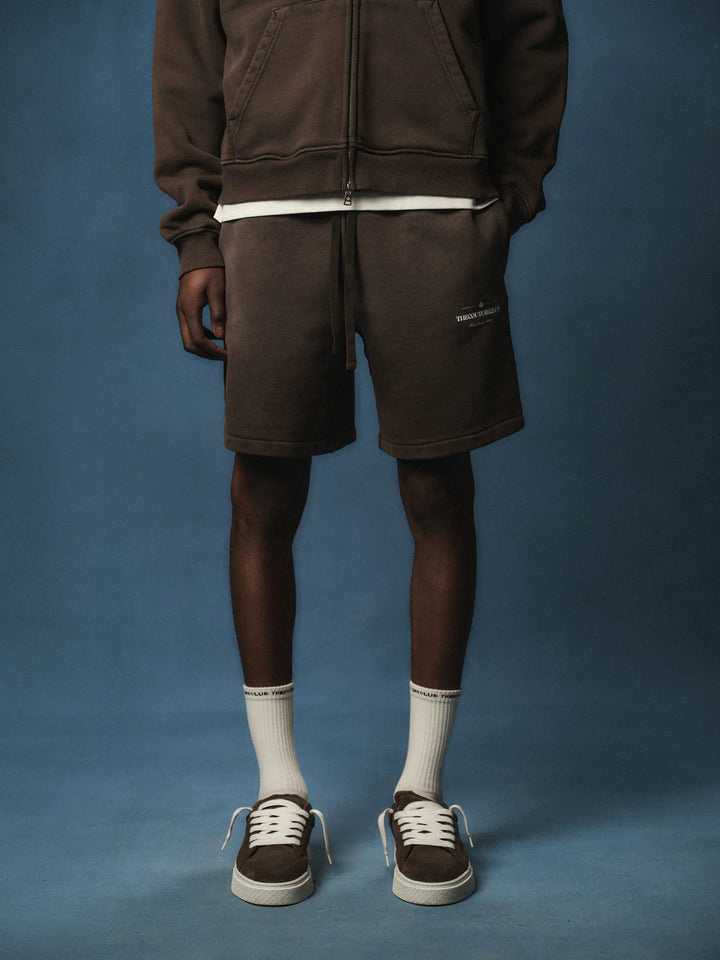 SPRAY WASH COPYRIGHT MULTI GRAPHIC SHORTS BROWN