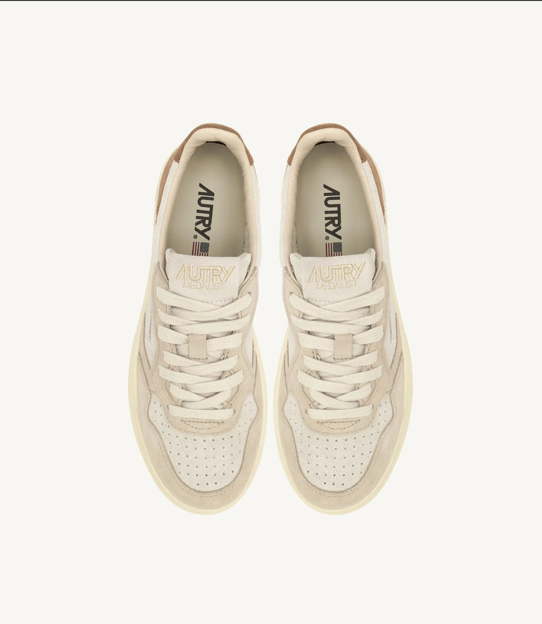 AUTRY SNEAKERS MEDALIST LOW TRICOLOR SNEAKERS IN SAND AND CIGAR SUEDE