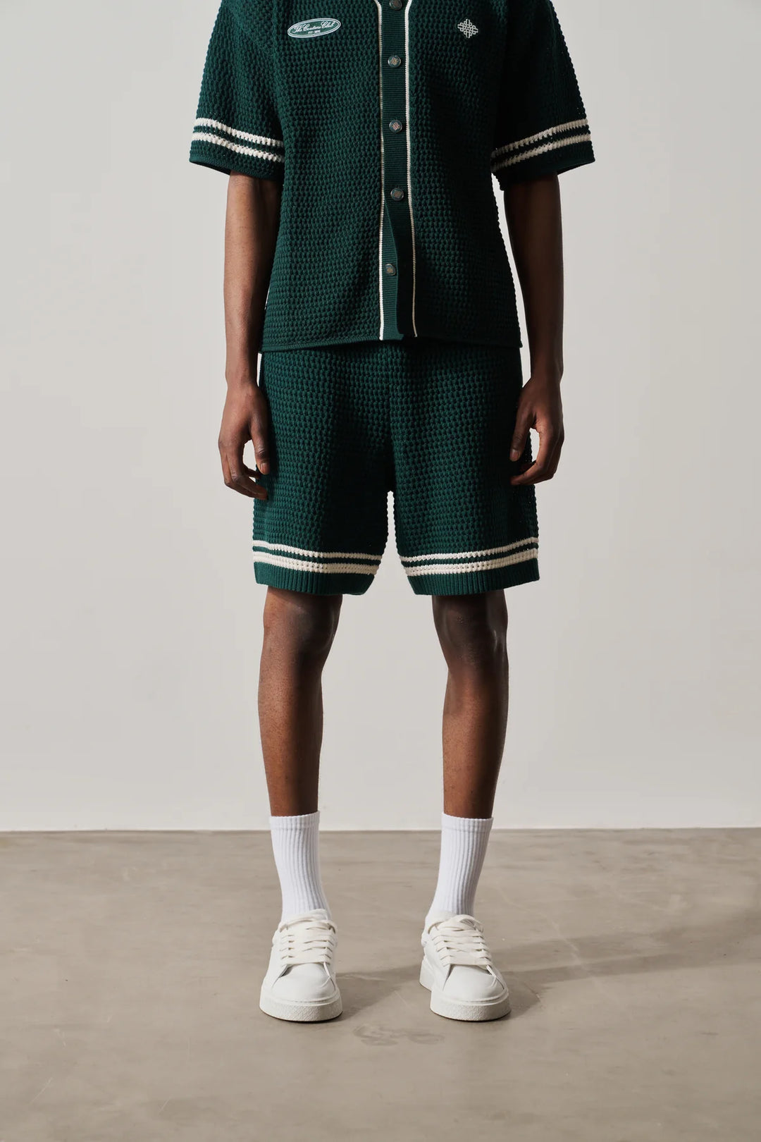 CROCHET KNITTED SHORTS FOREST GREEN