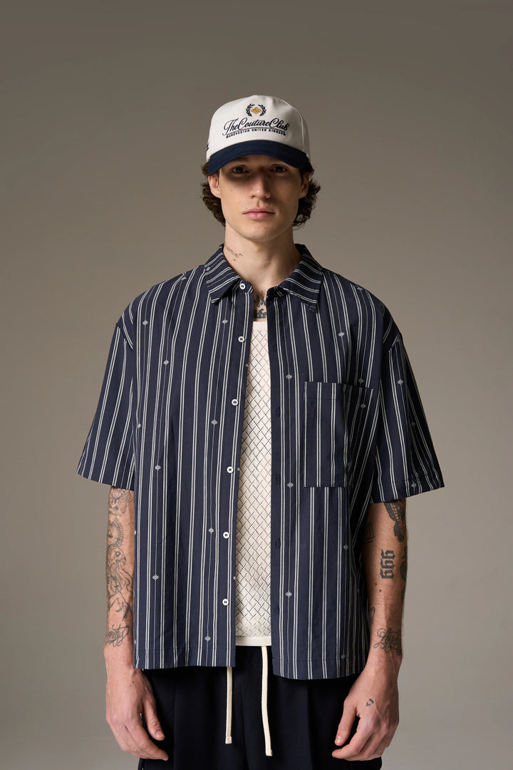 EMBLEM STRIPE SHIRT NAVY