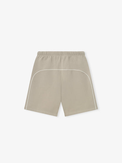 RELAXED FLEECE SWEATSHORT WITH PIPING - TIMBER/CLOUD