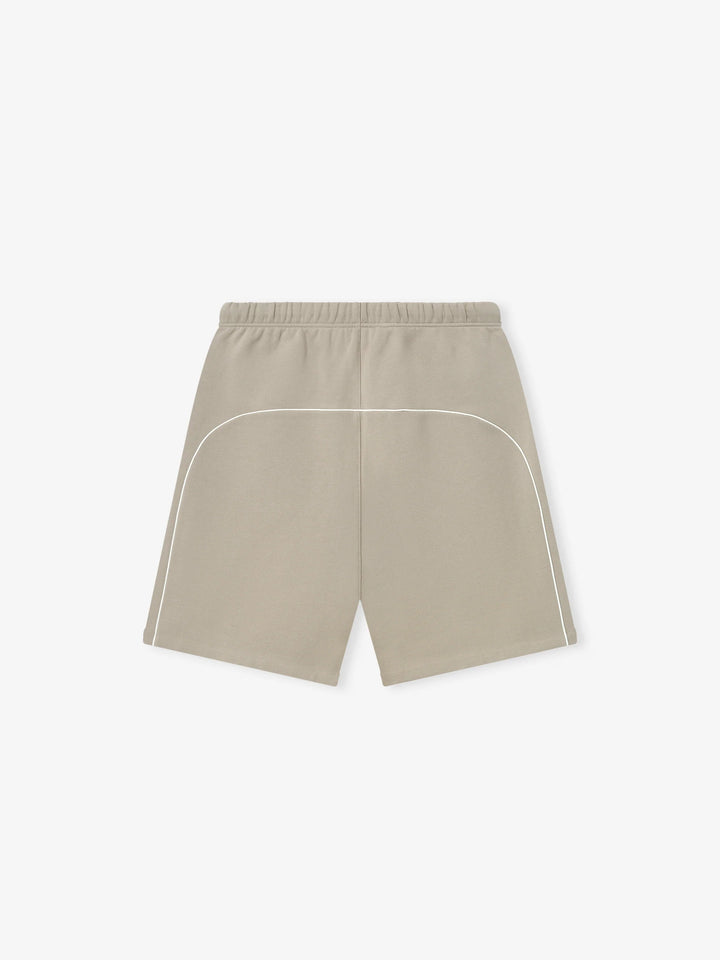 RELAXED FLEECE SWEATSHORT WITH PIPING - TIMBER/CLOUD