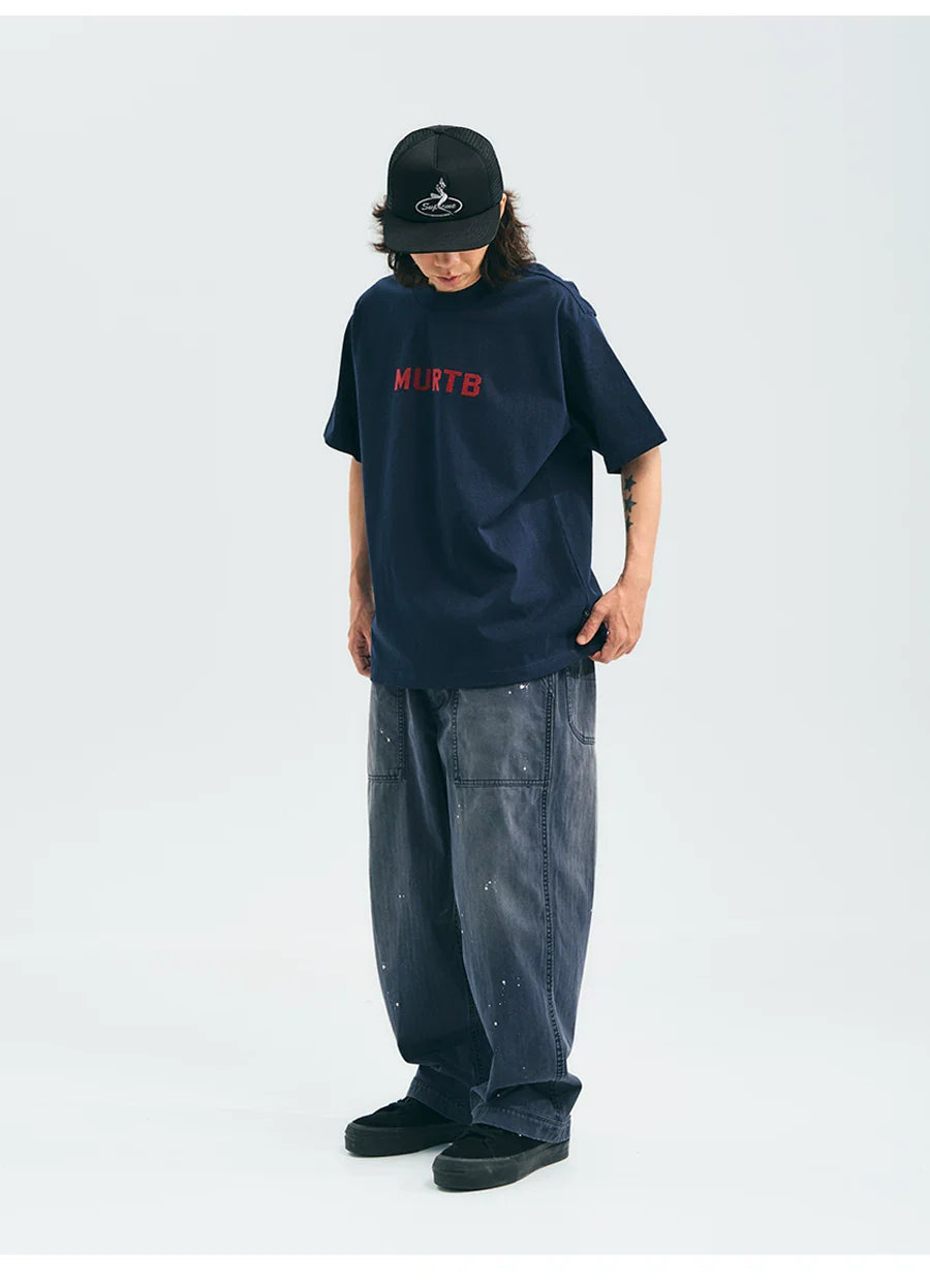 VINTAGE WASHED SPLASH INK CARGO PANTS GREY