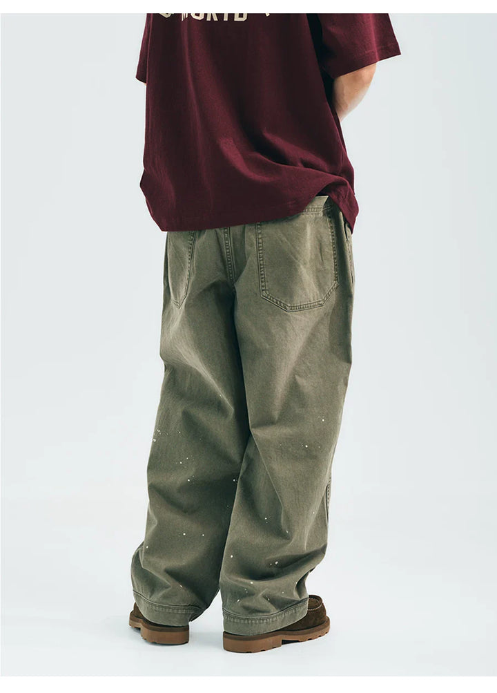 VINTAGE WASHED SPLASH INK CARGO PANTS GREEN