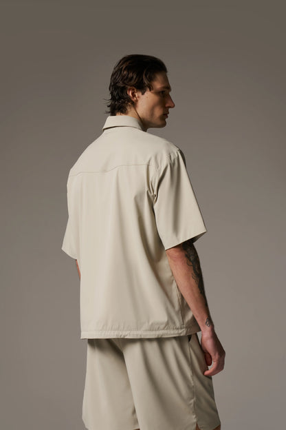 NYLON DRAWCORD SHIRT STONE