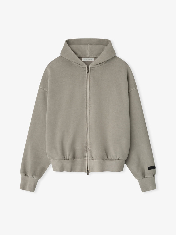 ESSENTIALS Smoke Grey Classic Fleece Zip Up Hoodie