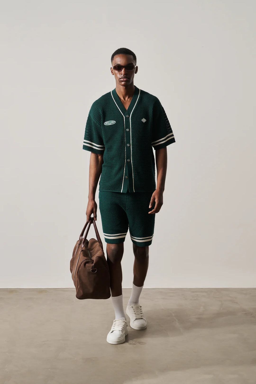 CROCHET KNITTED SHORTS FOREST GREEN