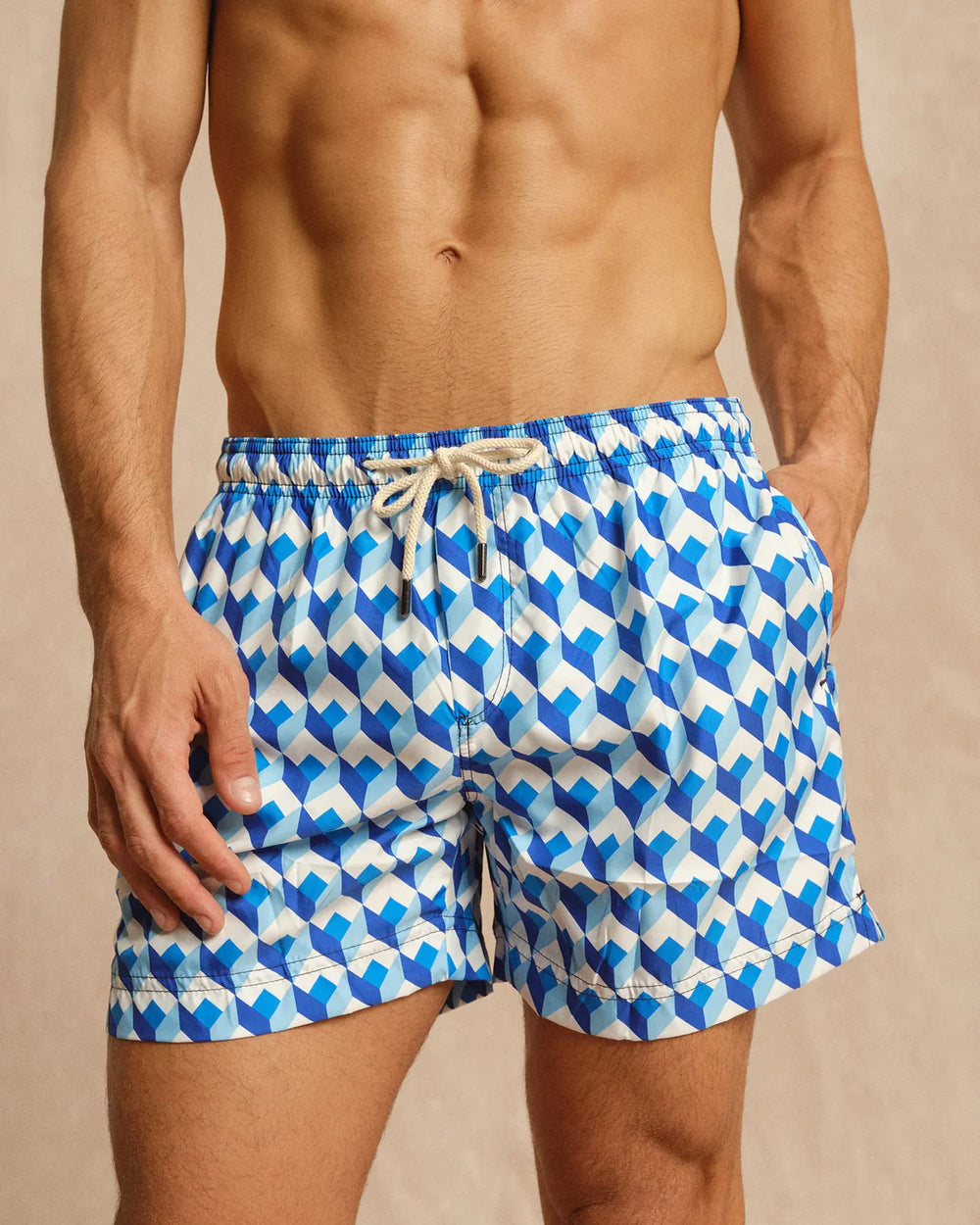 PENINSULA MEN'S MEDITERRANEO SWIM SHORTS BLUE WHITE