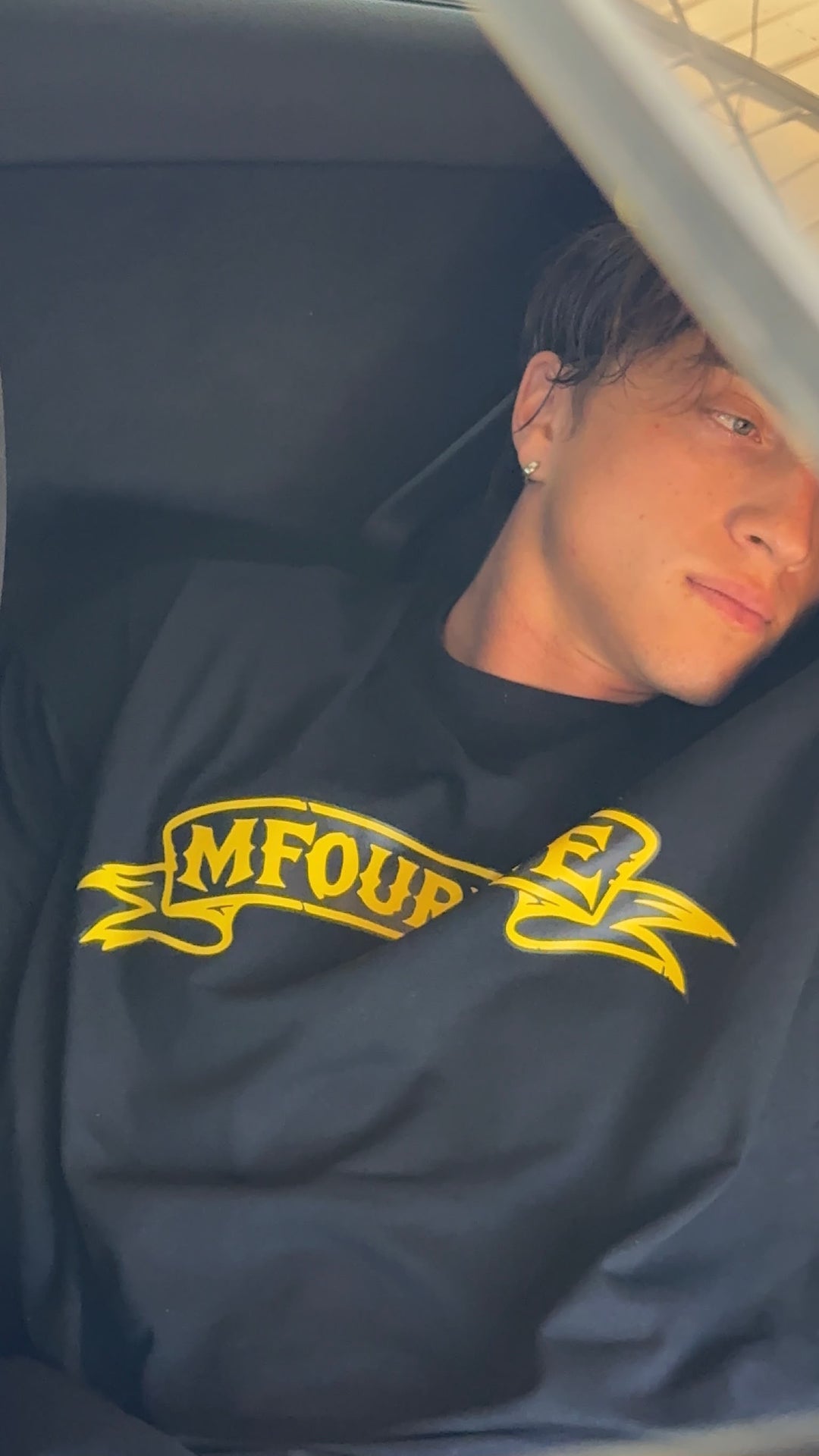 MFOURFIVE Black Ribbon Logo Oversized T-Shirt