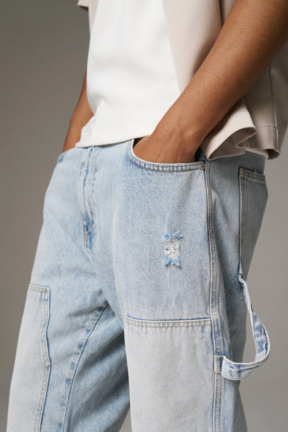 DENIM RIVET DETAIL CARPENTER JEANS