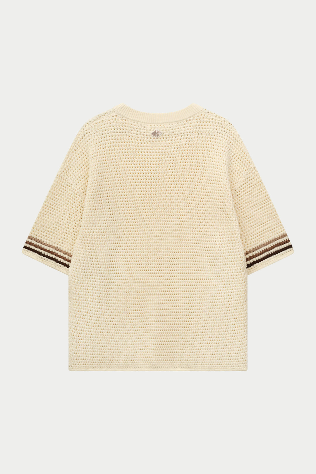 STRIPE CROCHET KNIT T-SHIRT OFF WHITE