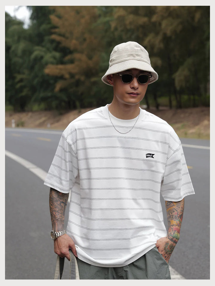LOGO STRIPE TEE WHITE