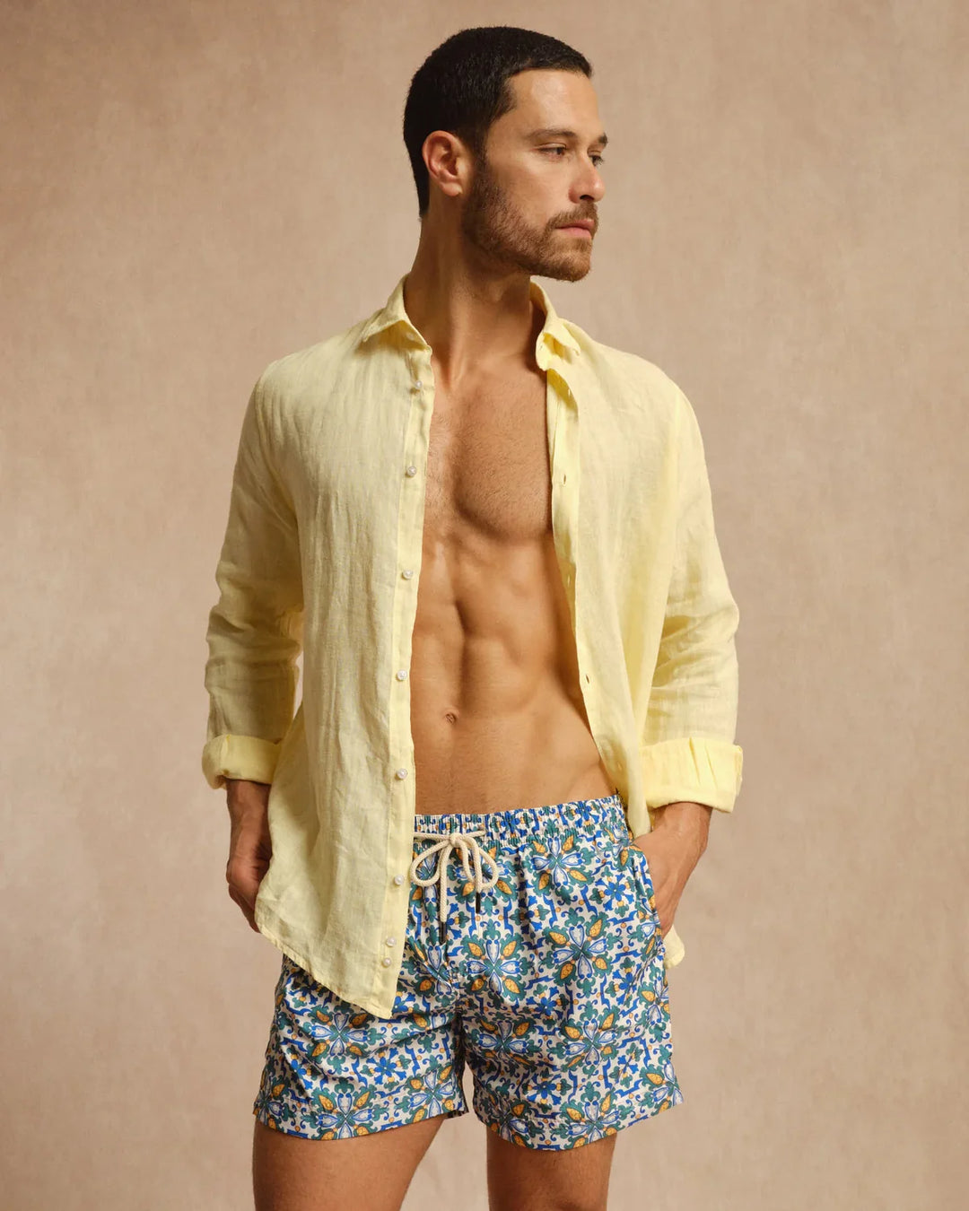 PENINSULA MEN'S CALA FELCE SWIM SHORTS WHITE BLUE