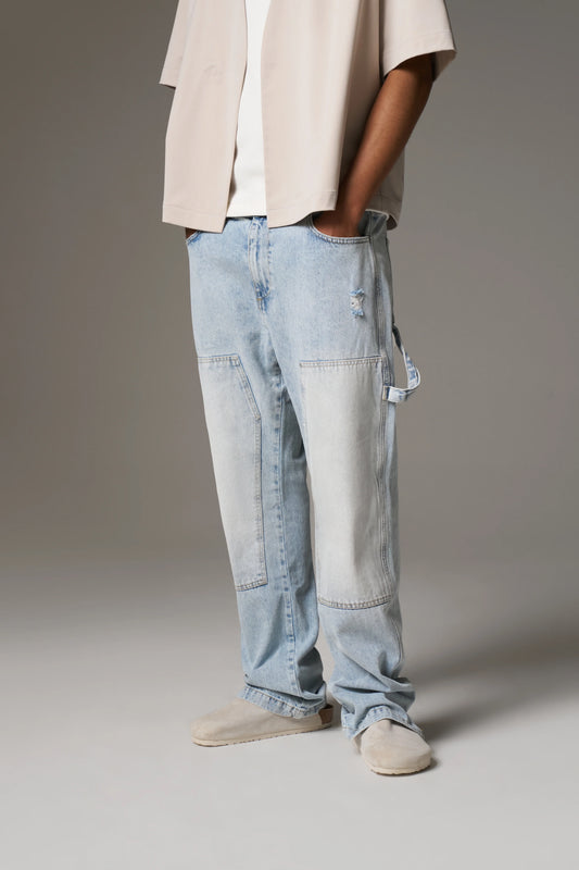 DENIM RIVET DETAIL CARPENTER JEANS