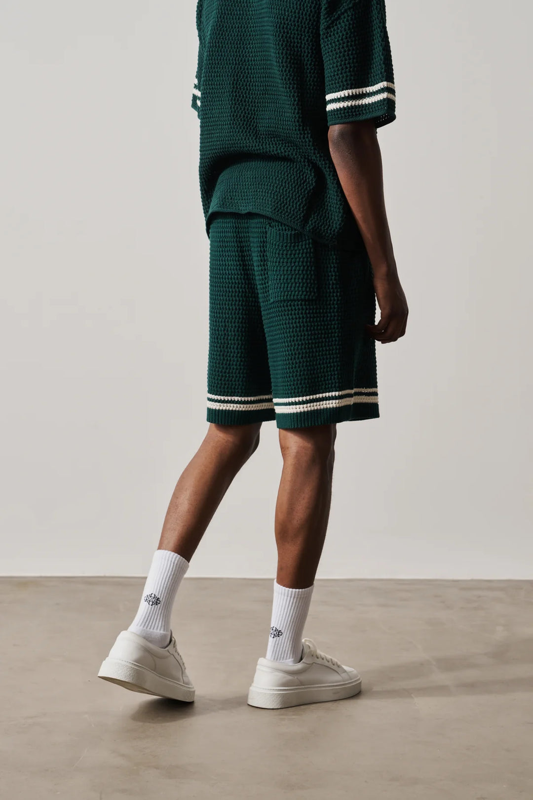 CROCHET KNITTED SHORTS FOREST GREEN