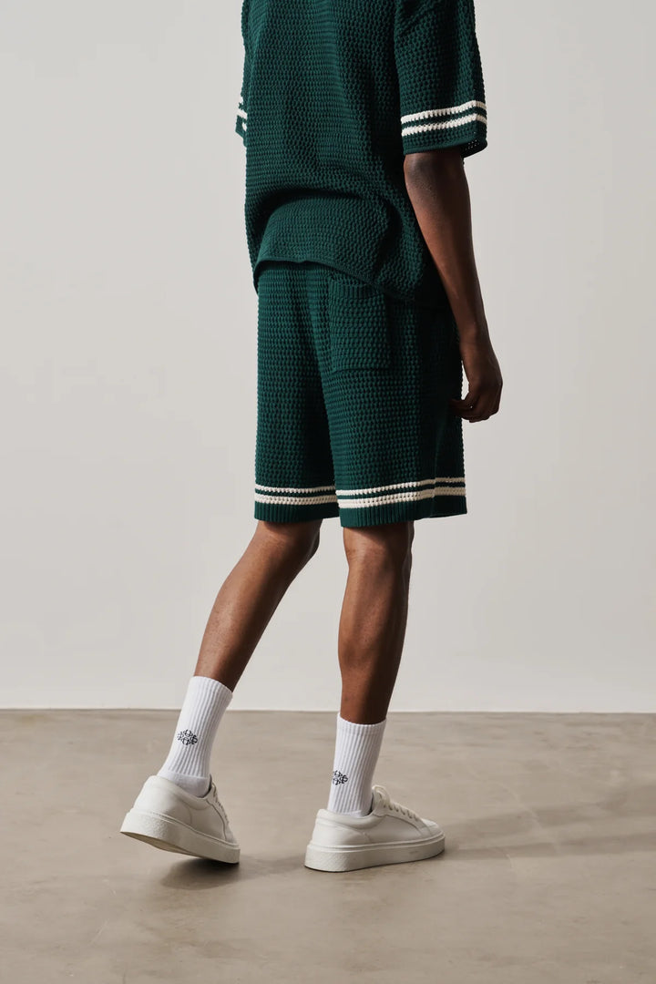 CROCHET KNITTED SHORTS FOREST GREEN