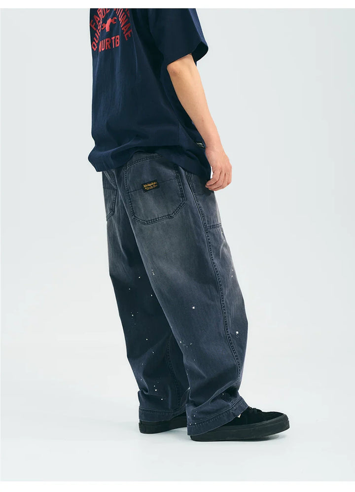 VINTAGE WASHED SPLASH INK CARGO PANTS GREY