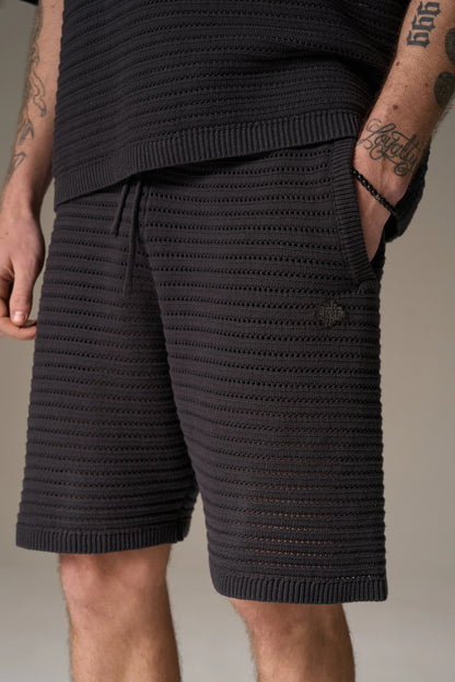 KNITTED SHORTS CHARCOAL