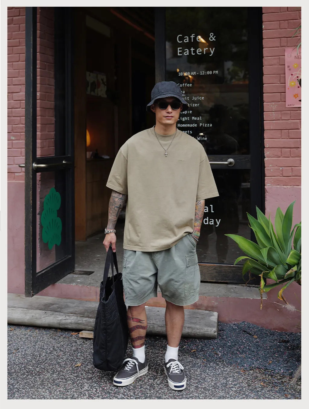 UNBANT LOGO VINTAGE TEE CARBON KHAKI