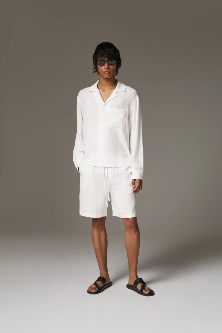TEXTURED WOVEN SHORTS WHITE