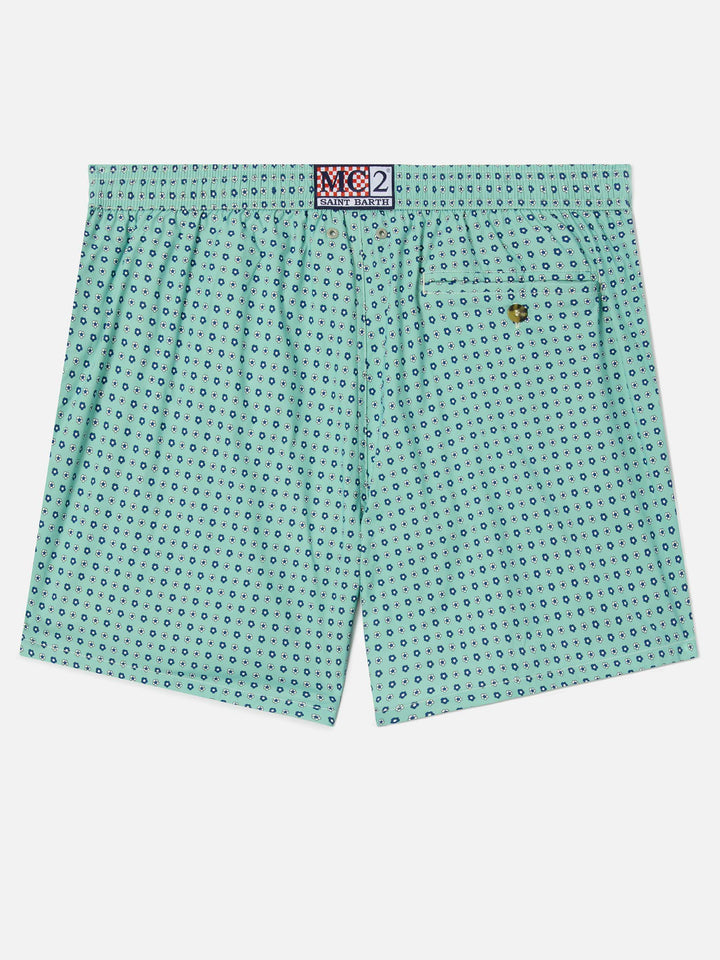 MC2 LIGHT GREEN LIGHTING MICRO SWIM SHORTS WITH ALL-OVER GEOMETRIC PRINT