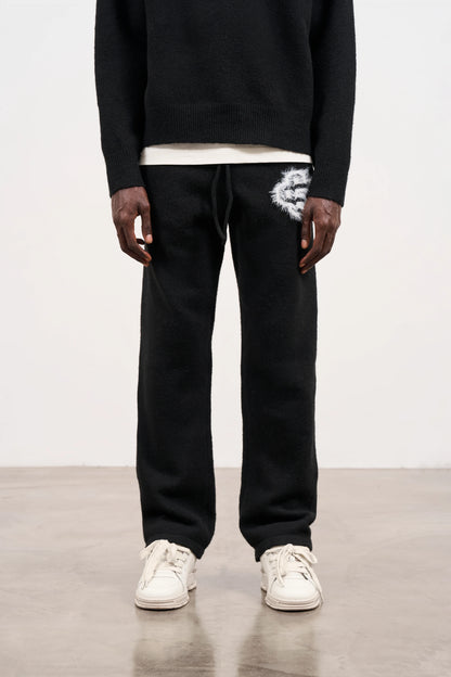 FLUFFY EMBLEM KNITTED JOGGERS