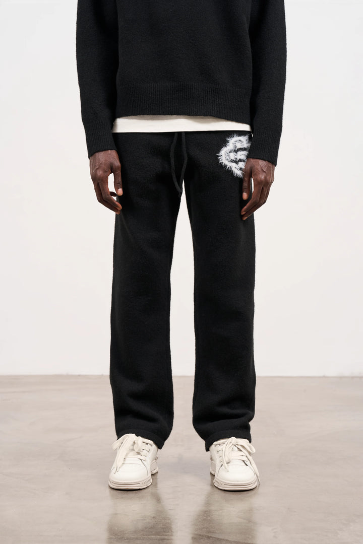 FLUFFY EMBLEM KNITTED JOGGERS