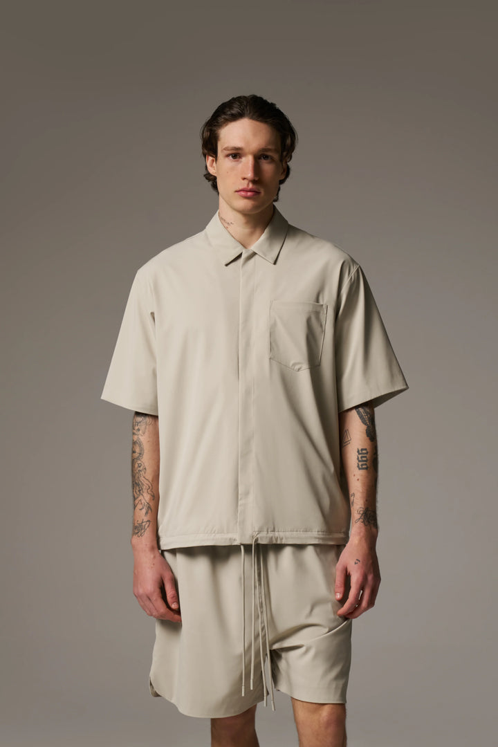 NYLON DRAWCORD SHIRT STONE