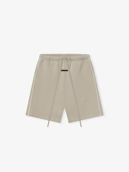 RELAXED FLEECE SWEATSHORT WITH PIPING - TIMBER/CLOUD