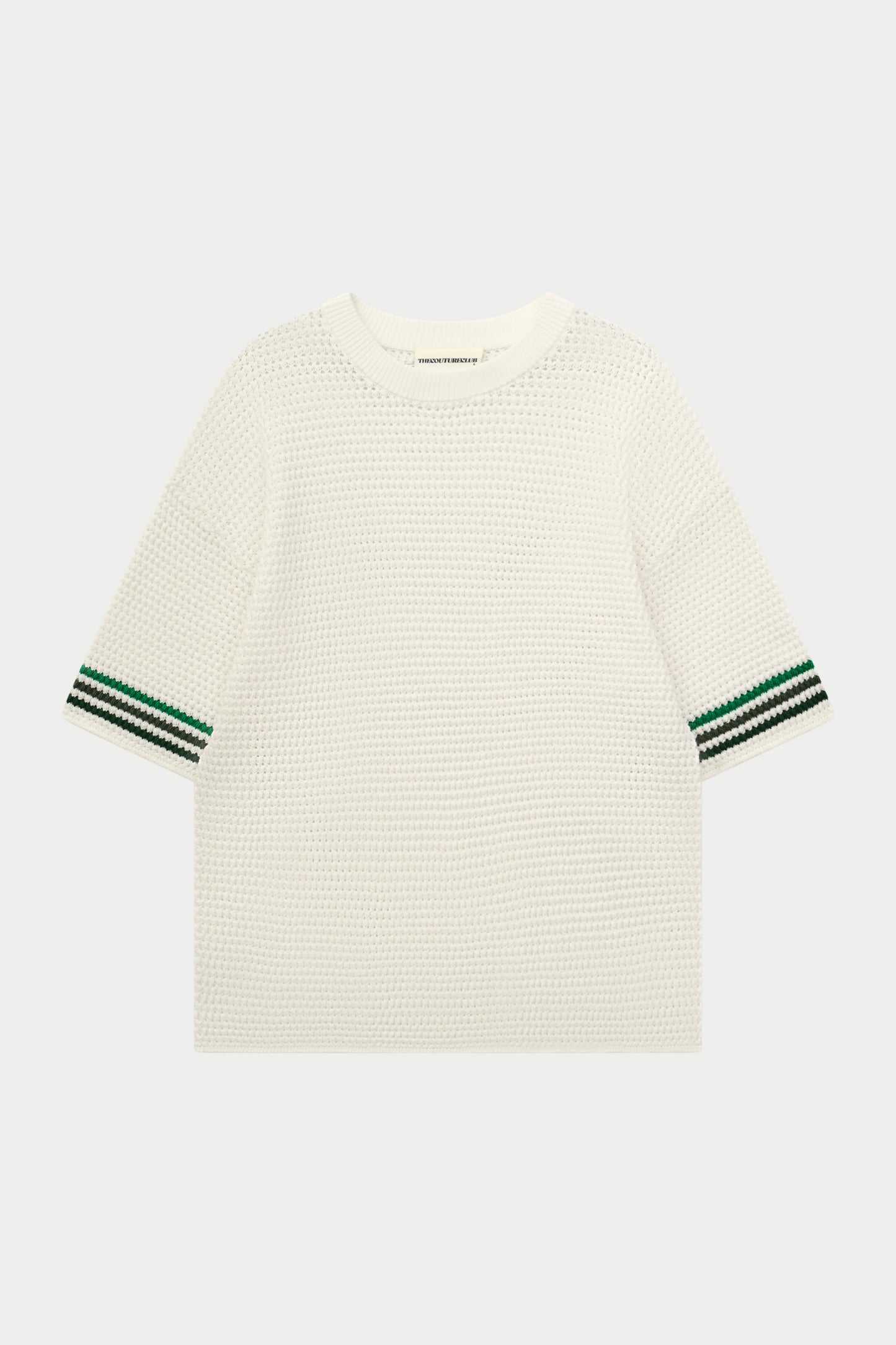 STRIPE CROCHET KNIT T-SHIRT WHITE