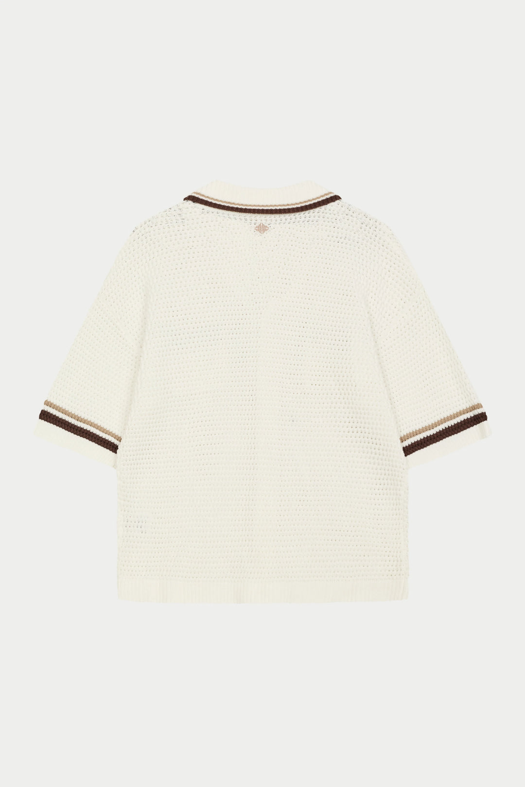 CROCHET KNITTED STRIPE SHIRT WHITE/BROWN