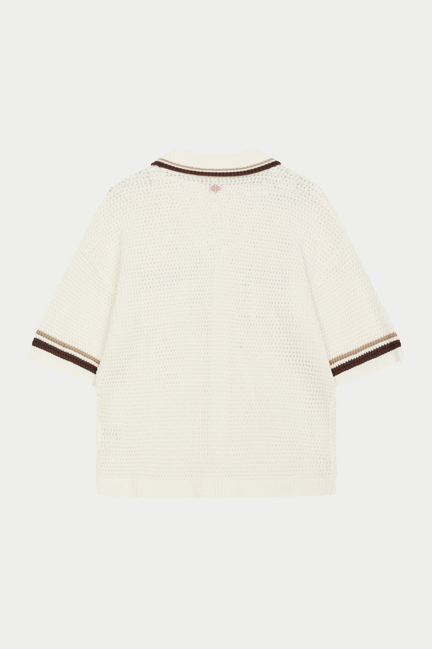 CROCHET KNITTED STRIPE SHIRT WHITE/BROWN