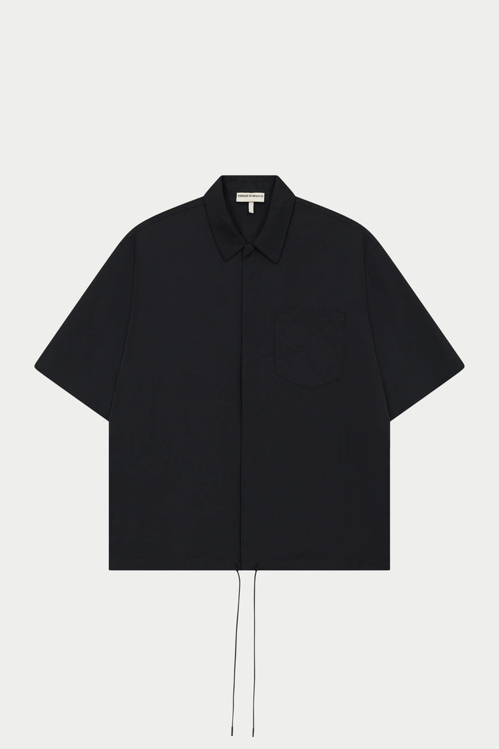NYLON DRAWCORD SHIRT BLACK