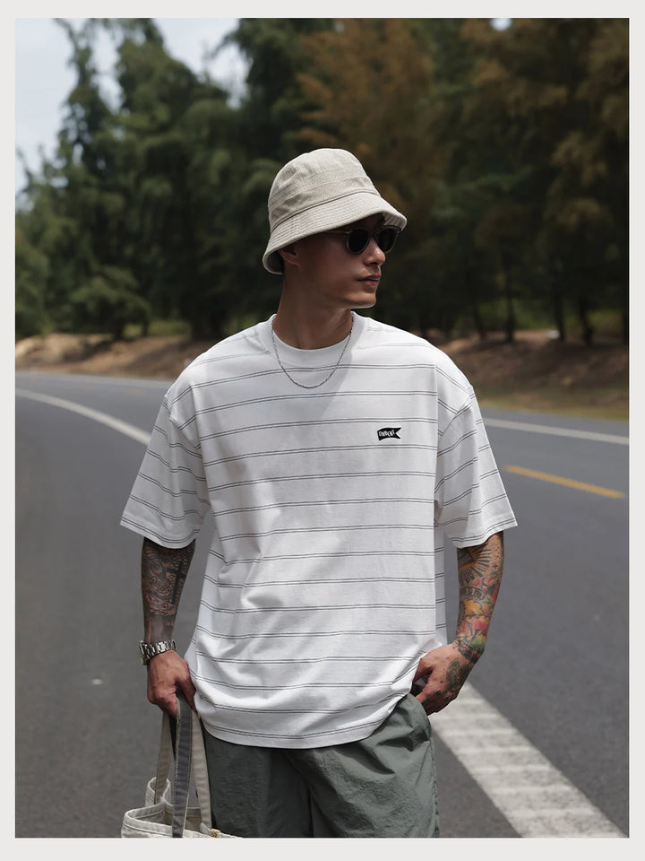 LOGO STRIPE TEE WHITE