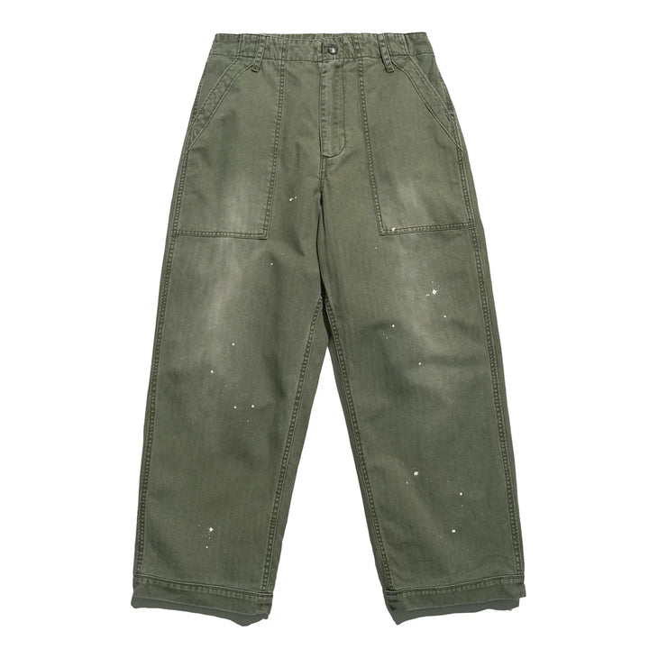 VINTAGE WASHED SPLASH INK CARGO PANTS GREEN