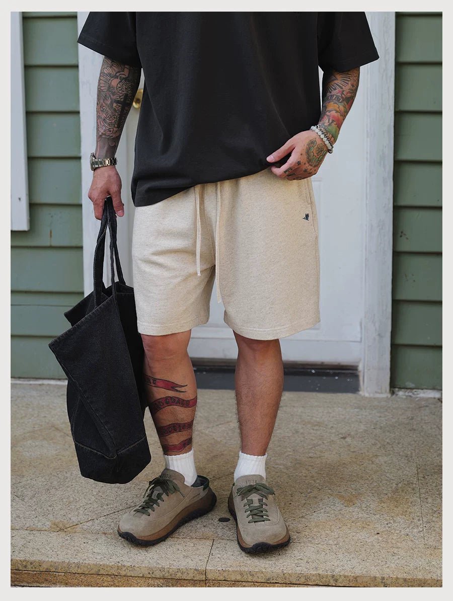LINEN DRAWSTRING SHORTS HEATHER GREY