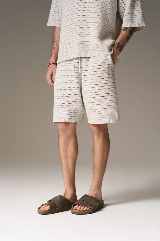 KNITTED SHORTS LIGHT GREY