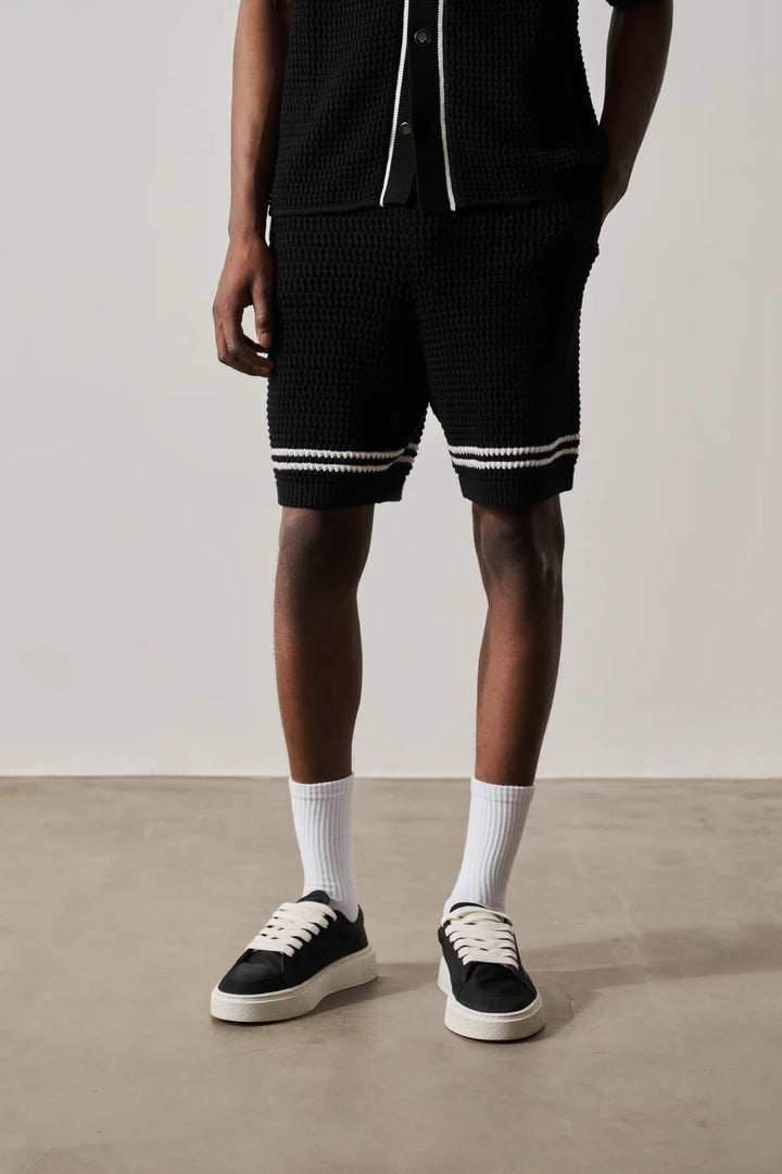 CROCHET KNITTED SHORTS BLACK